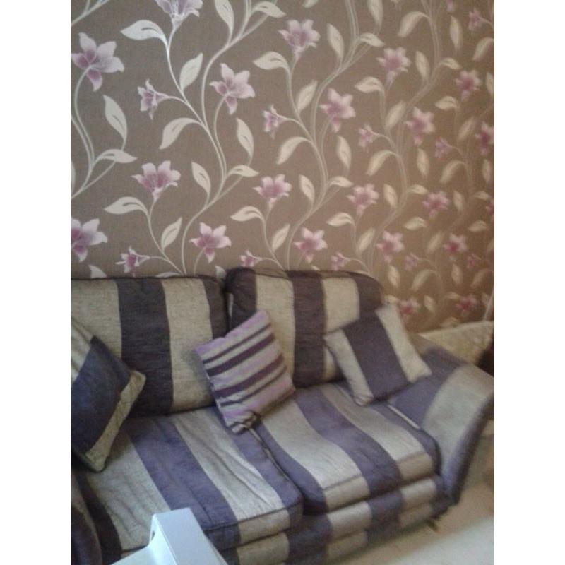 2 + 3 Seater Purple Stripe Sofa
