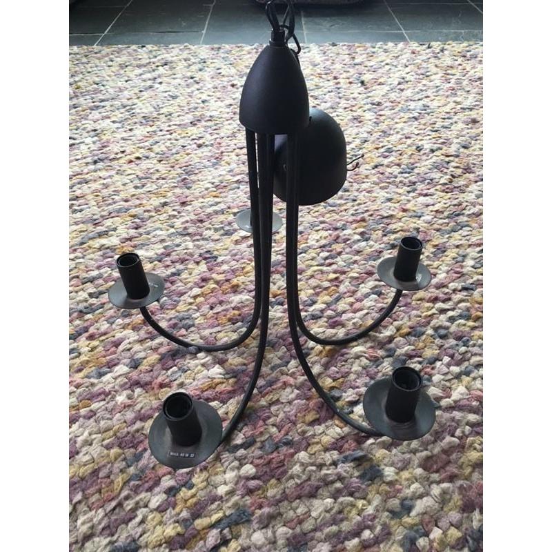 Light Fitting Black Metal Candle Effect Chandelier