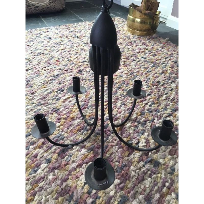 Light Fitting Black Metal Candle Effect Chandelier