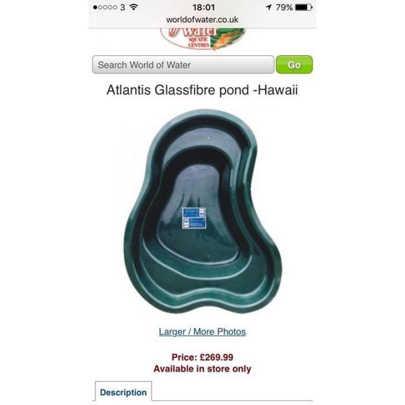 Atlantis fibreglass pond