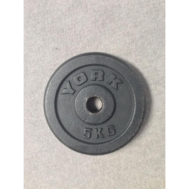 York Cast Iron Weight Set (1 x Barbell, 2 x Dumbbells, 2 x 10kg plates, 4 x 5kg plates)