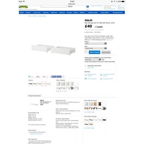 IKEA malm under bed storage