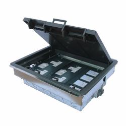 (2 available) 3 Compartment Cavity Floor Box with 4 UK Plug Sockets & Data Sockets