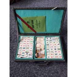 Vintage Mahjong Set in Material Covered Case