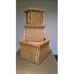 Set of three wicker baskets