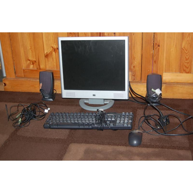HP 17" monitor complete with DELL keyboard mouse and speakers