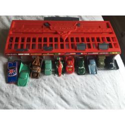 10 X Disney Pixar Diecast Cars and Carrier