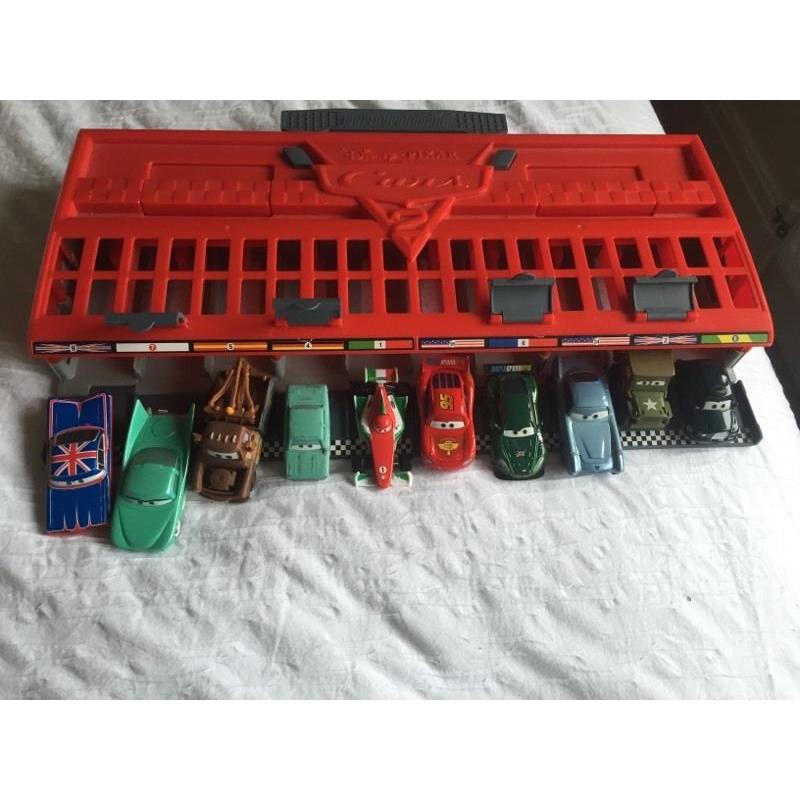 10 X Disney Pixar Diecast Cars and Carrier