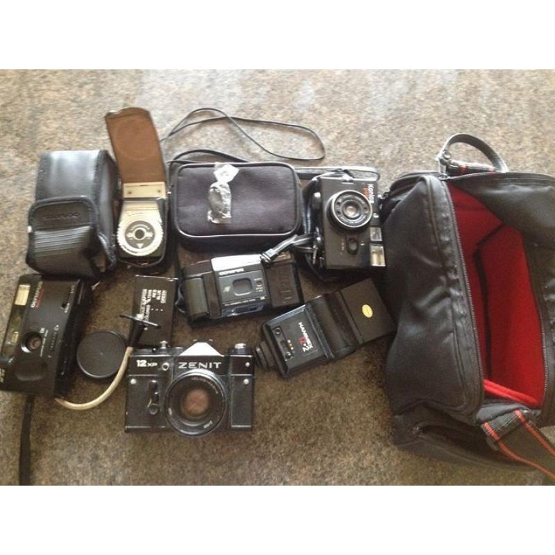 A bag full of analogue cameras