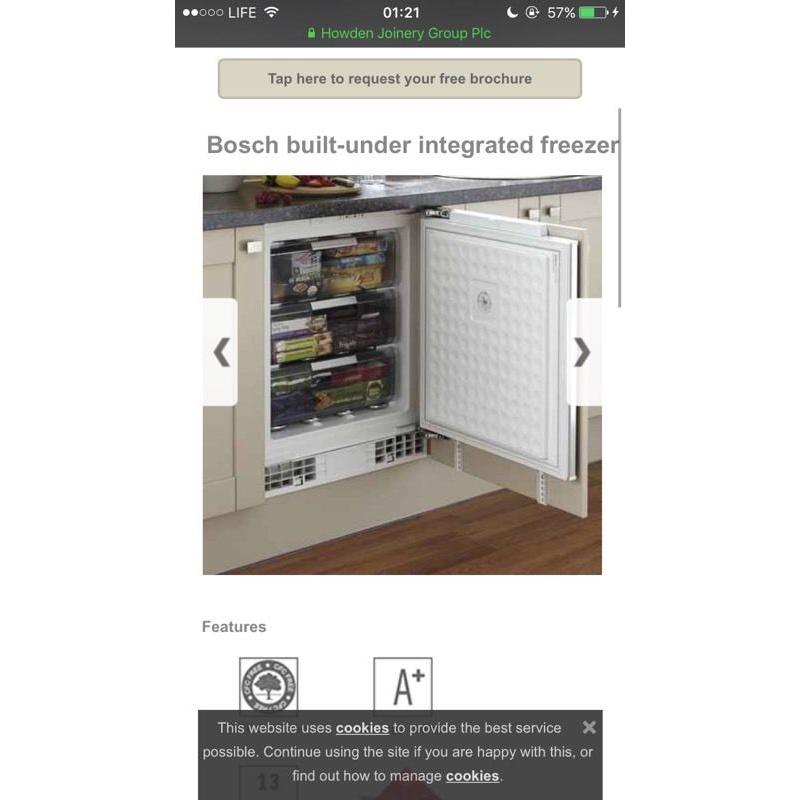 Integrated built in fridge and freezer