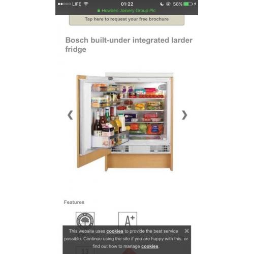 Integrated built in fridge and freezer