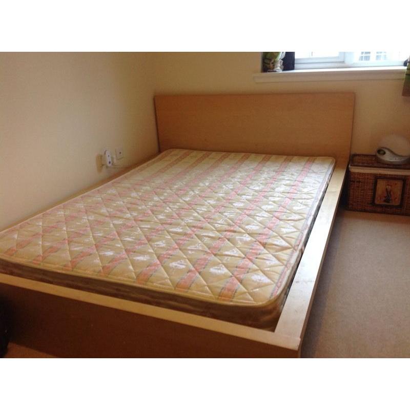 IKEA Malm bed, double, beechwood, including mattrss