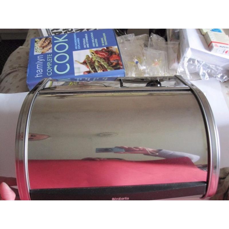 BRABANTIA CHROME BREADBIN WITH ROLL TOP FRONT - NEW