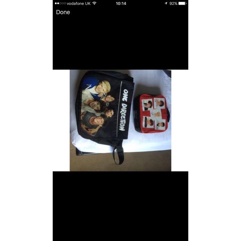 one direction bag and lunch bag