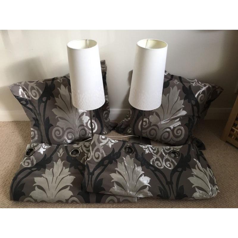 Curtain ,Pillow and Lamp Bundle