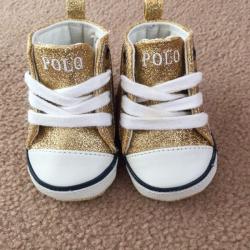 Gold glitter Ralph Lauren shoes