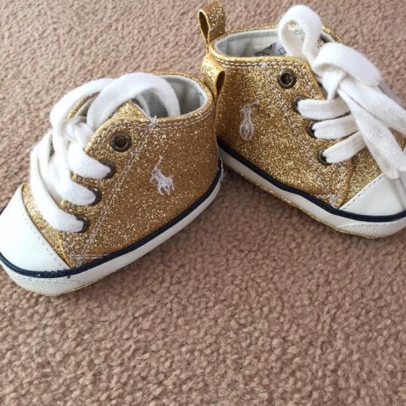Gold glitter Ralph Lauren shoes