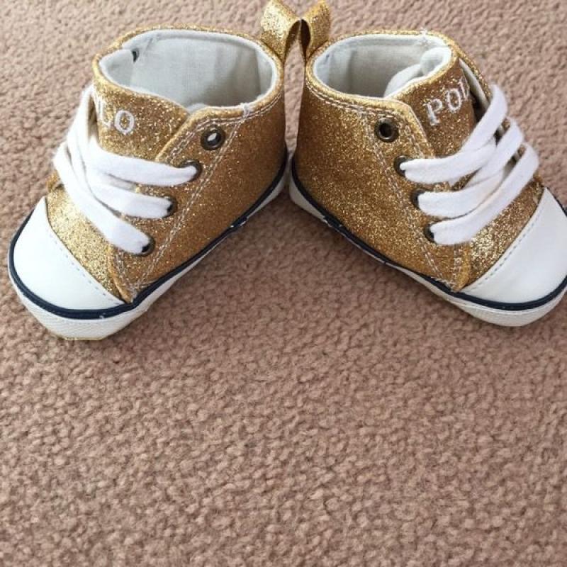 Gold glitter Ralph Lauren shoes