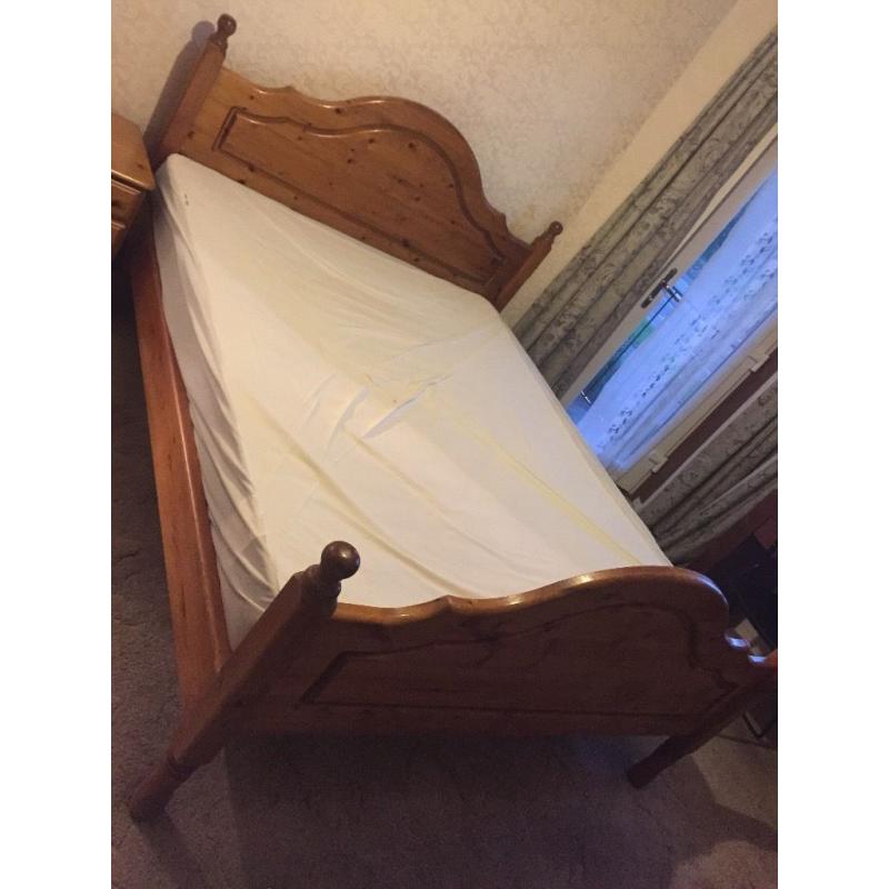 Kings size bed with mattress , hard wood ,