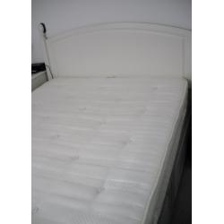 Double divan 4 drawer bed, complete with 'Myers' mattress and 'Ivory Headboard'.