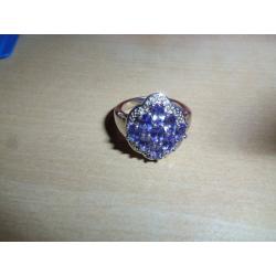 Tanzanite & white topaz Sterling silver ring 2.33 cts