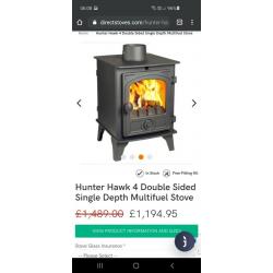 Hunter Hawk 4 double sided multifuel stove