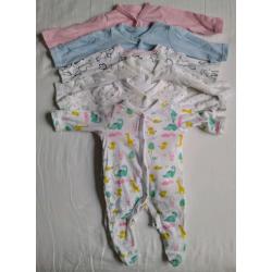 Bundle of Mothercare sleepsuits and vest - newborn