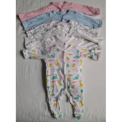 Bundle of Mothercare sleepsuits and vest - newborn
