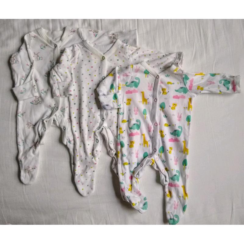 Bundle of Mothercare sleepsuits and vest - newborn