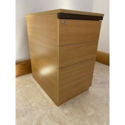 Substantial oak veneer file drawers with keys