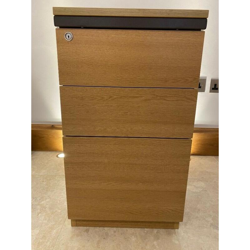 Substantial oak veneer file drawers with keys