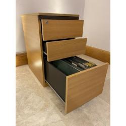 Substantial oak veneer file drawers with keys