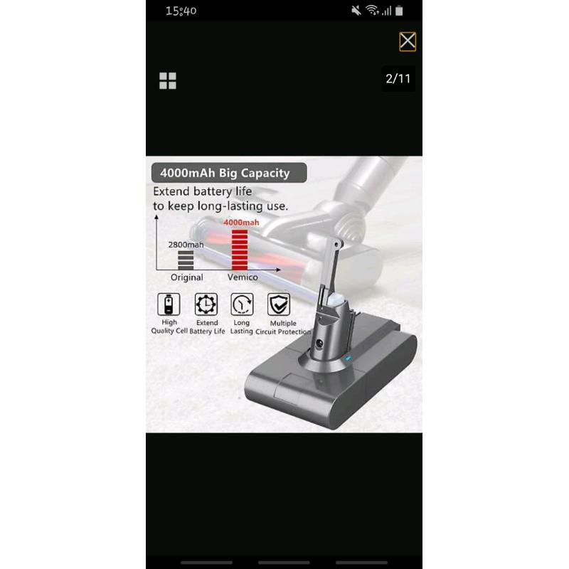 Replacement battery for Dyson V8 cordlesss hoover