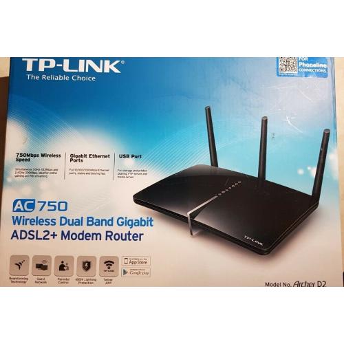 TP Link Modem Router Archer D2 Dual Band Gigabit ADSL2