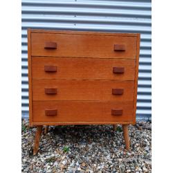 Vintage retro Danish wooden teak 60s 70s chest of drawers mid century