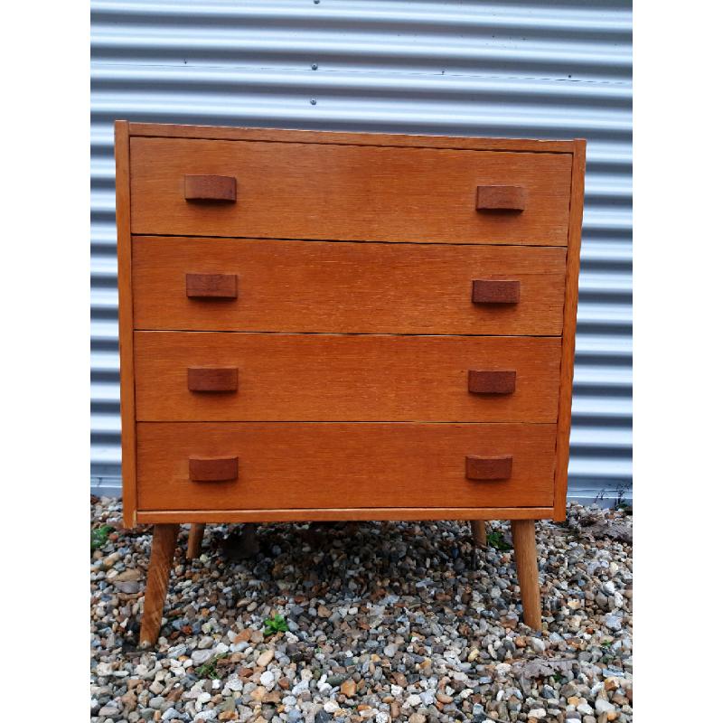 Vintage retro Danish wooden teak 60s 70s chest of drawers mid century