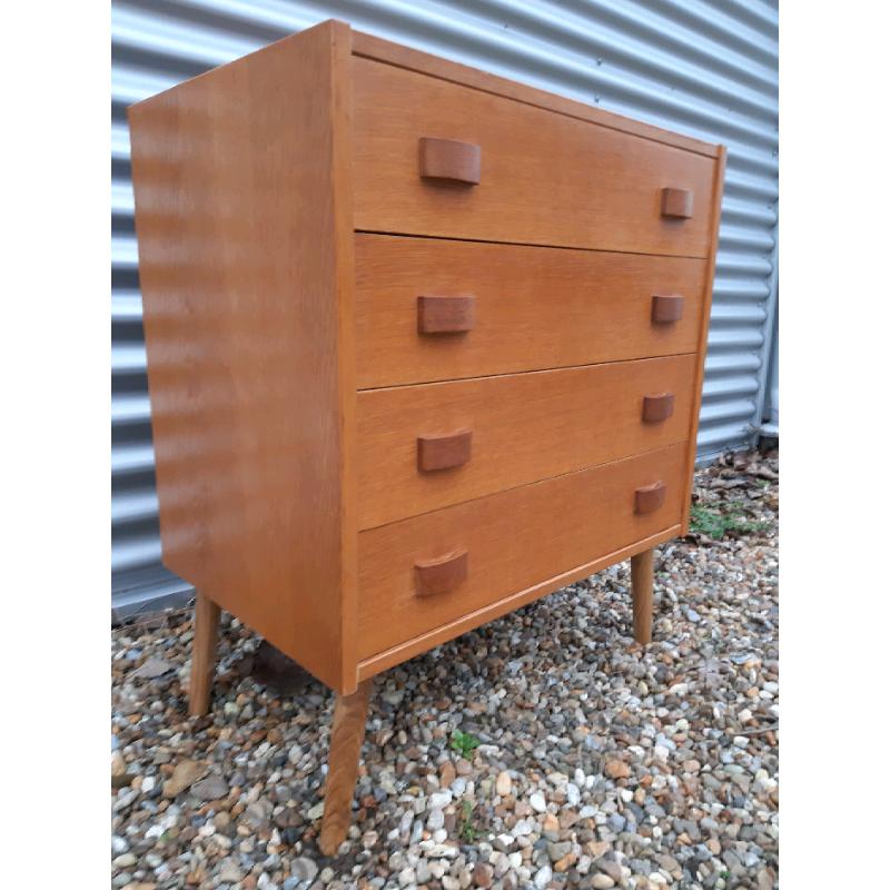 Vintage retro Danish wooden teak 60s 70s chest of drawers mid century