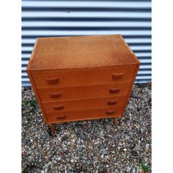 Vintage retro Danish wooden teak 60s 70s chest of drawers mid century