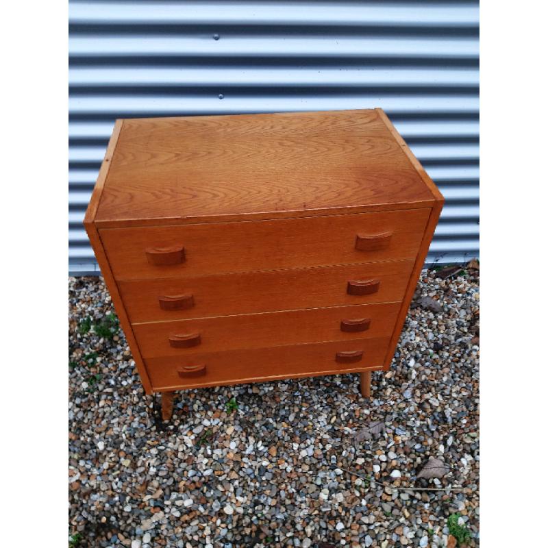 Vintage retro Danish wooden teak 60s 70s chest of drawers mid century