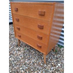 Vintage retro Danish wooden teak 60s 70s chest of drawers mid century