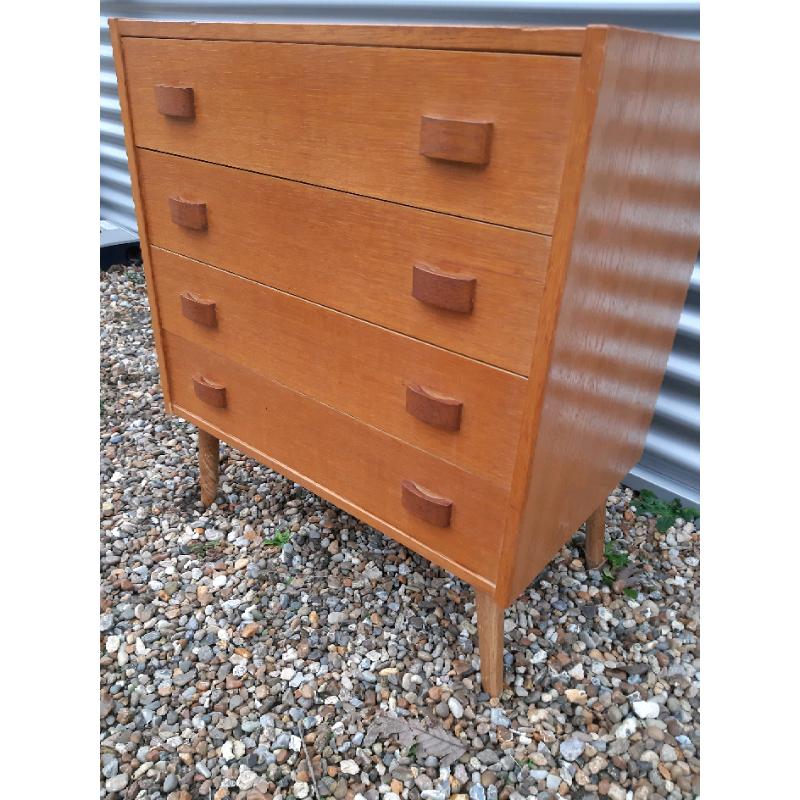 Vintage retro Danish wooden teak 60s 70s chest of drawers mid century