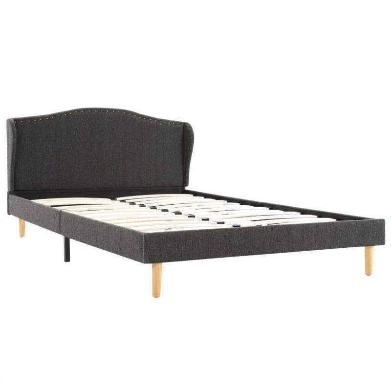 Bed Frame Dark Grey Fabric 135x190 cm-280759