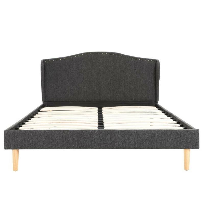 Bed Frame Dark Grey Fabric 135x190 cm-280759