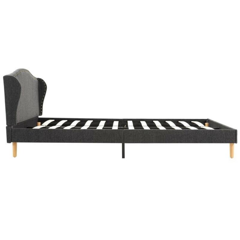 Bed Frame Dark Grey Fabric 135x190 cm-280759