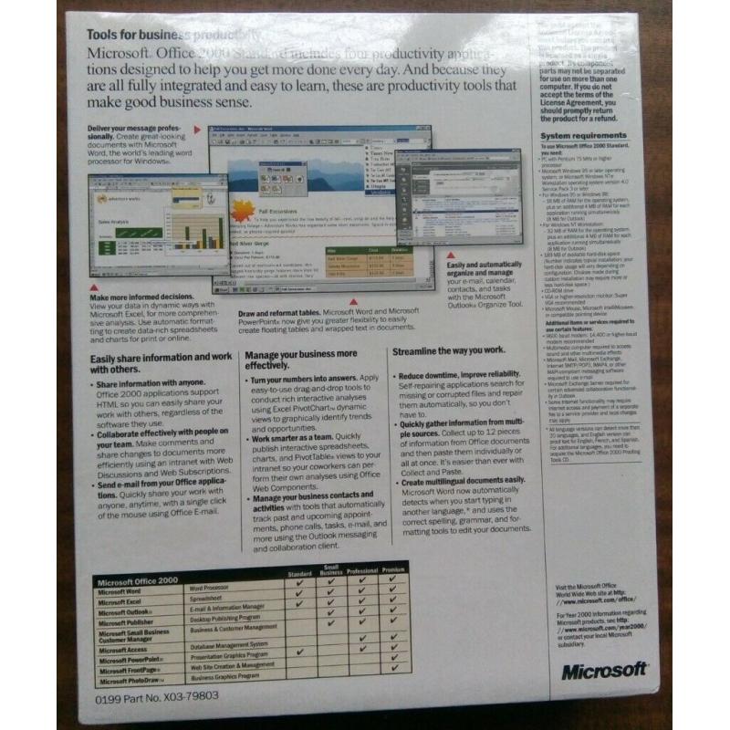 Microsoft Office 2000 Standard Upgrade, Including Word, Excel, Outlook & Powerpoint