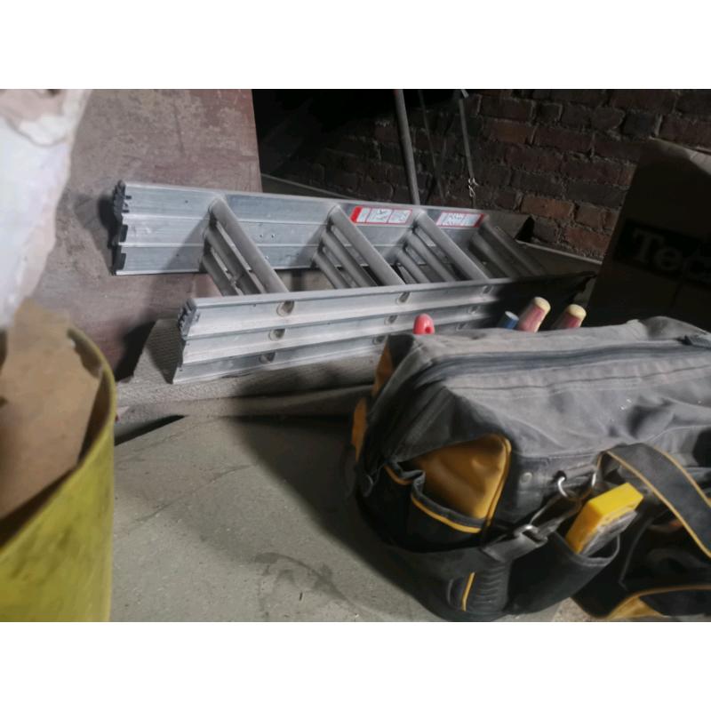Set of extendible aluminium loft ladders