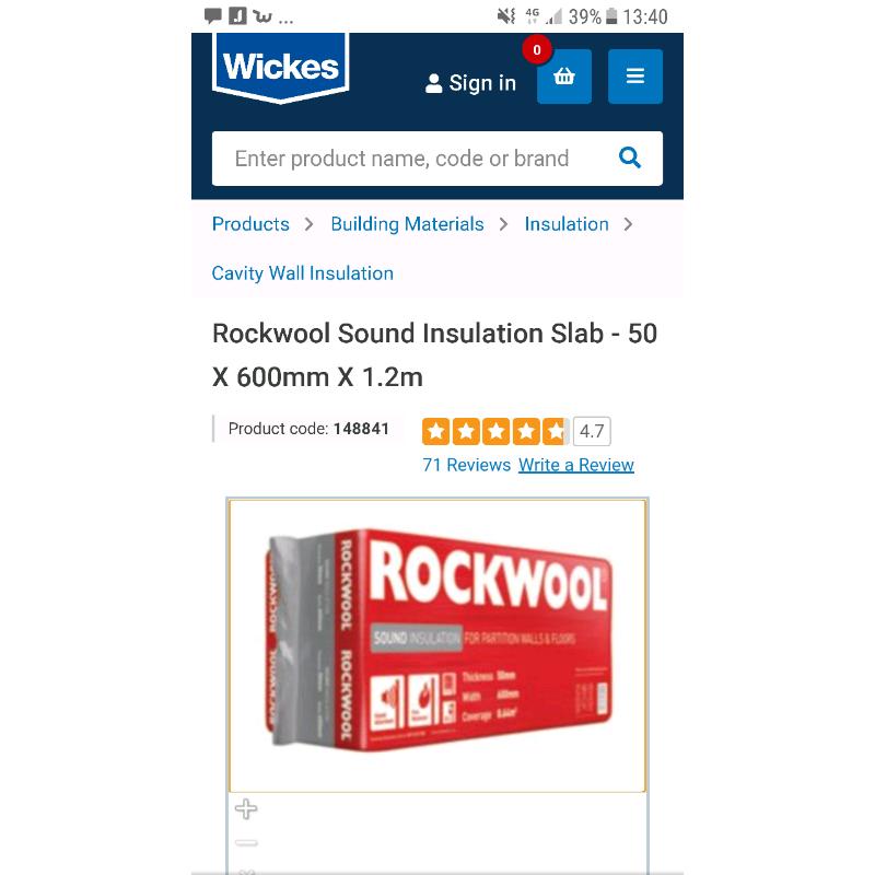 Rockwool sound insulation 50mm?600mm?1.2m new unopened 10 packs