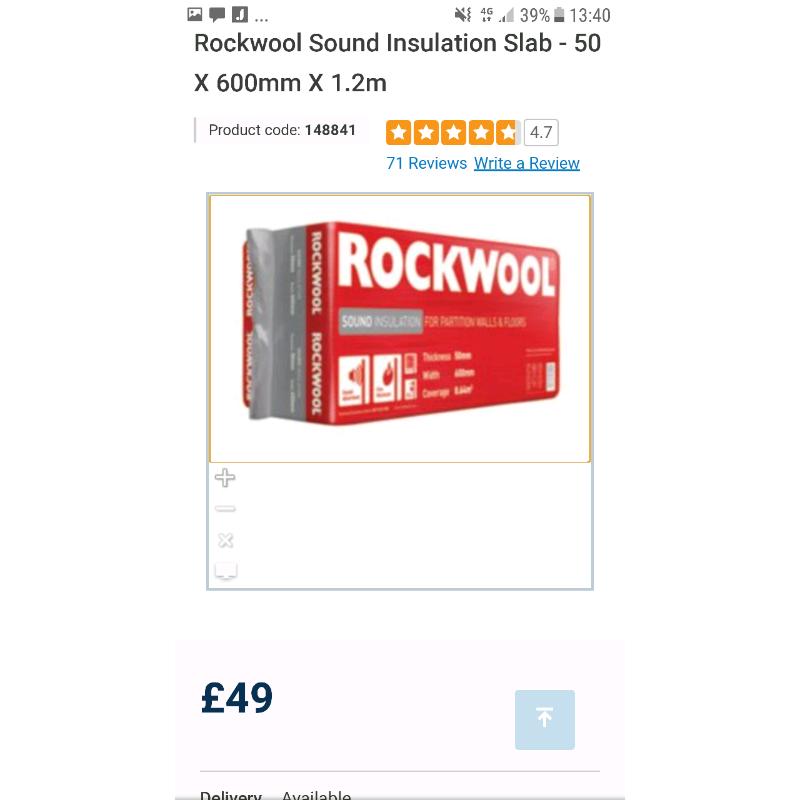 Rockwool sound insulation 50mm?600mm?1.2m new unopened 10 packs