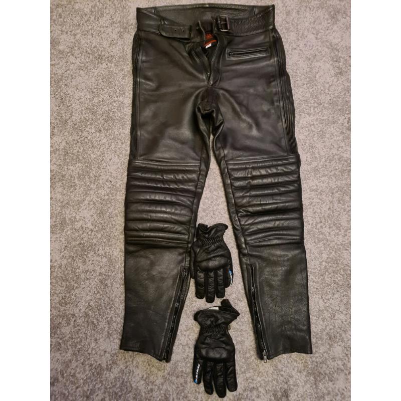 "Dynamic" Leather Motorcycle / Biker Trousers Dynamic Size 32
