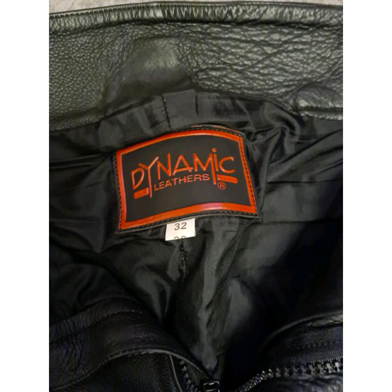 "Dynamic" Leather Motorcycle / Biker Trousers Dynamic Size 32